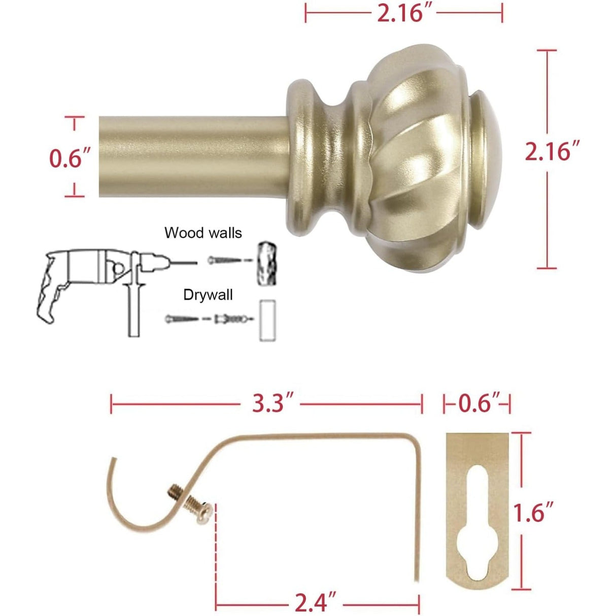 Splicing Rods for Windows, Heavy Duty 3/4 Inch Diameter, Adjustable Telescoping Decorative Rod