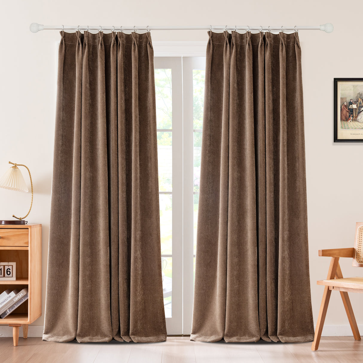 Sarella Diagonal Weave Blackout curtain Pleated