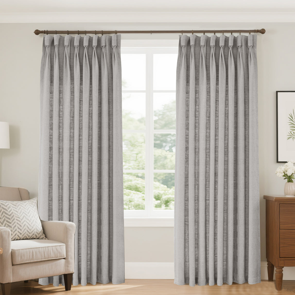 Pristine Blended Linen Curtain Pleated