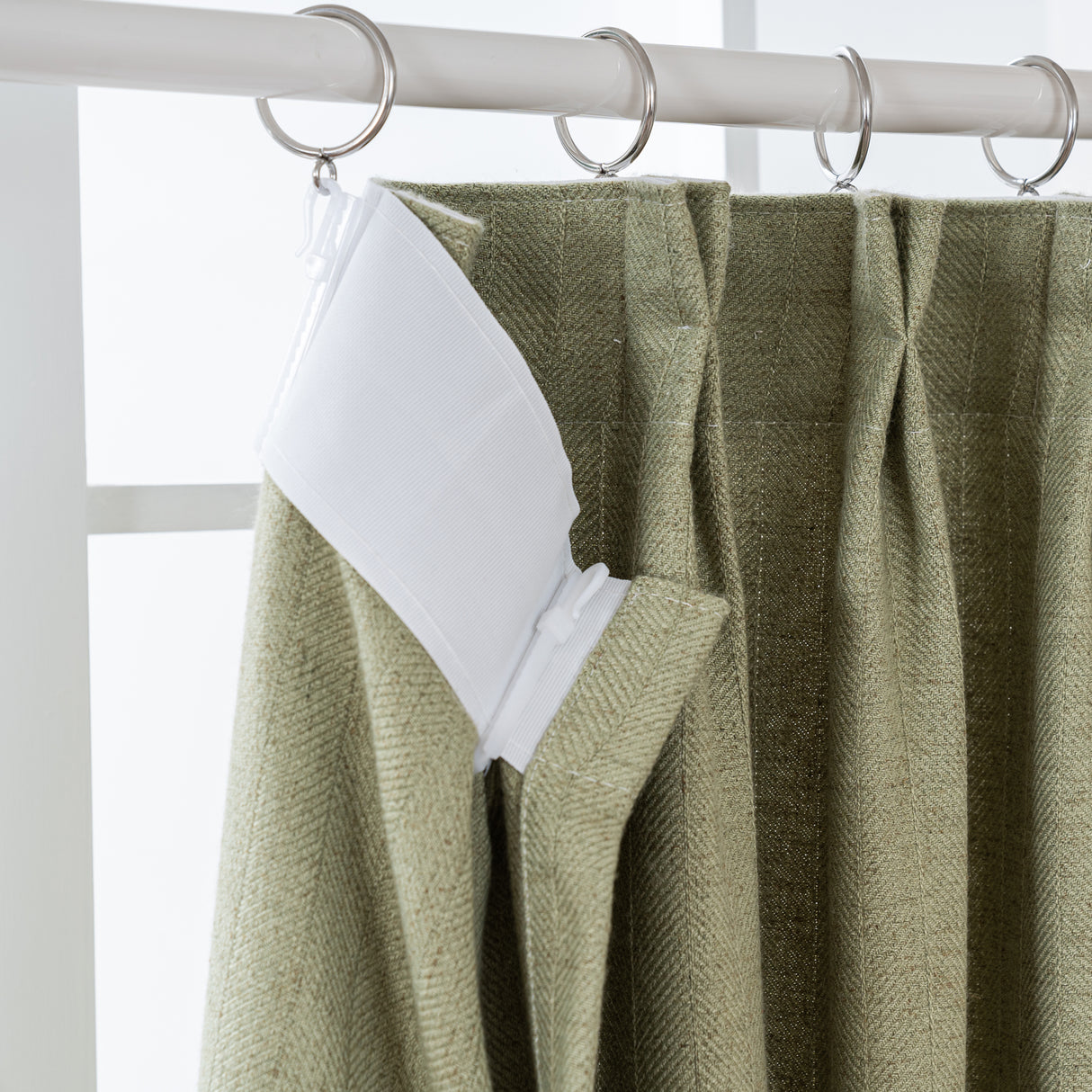 Marisel Herringbone Pinstripe Premium Linen Blended Curtain Pleated