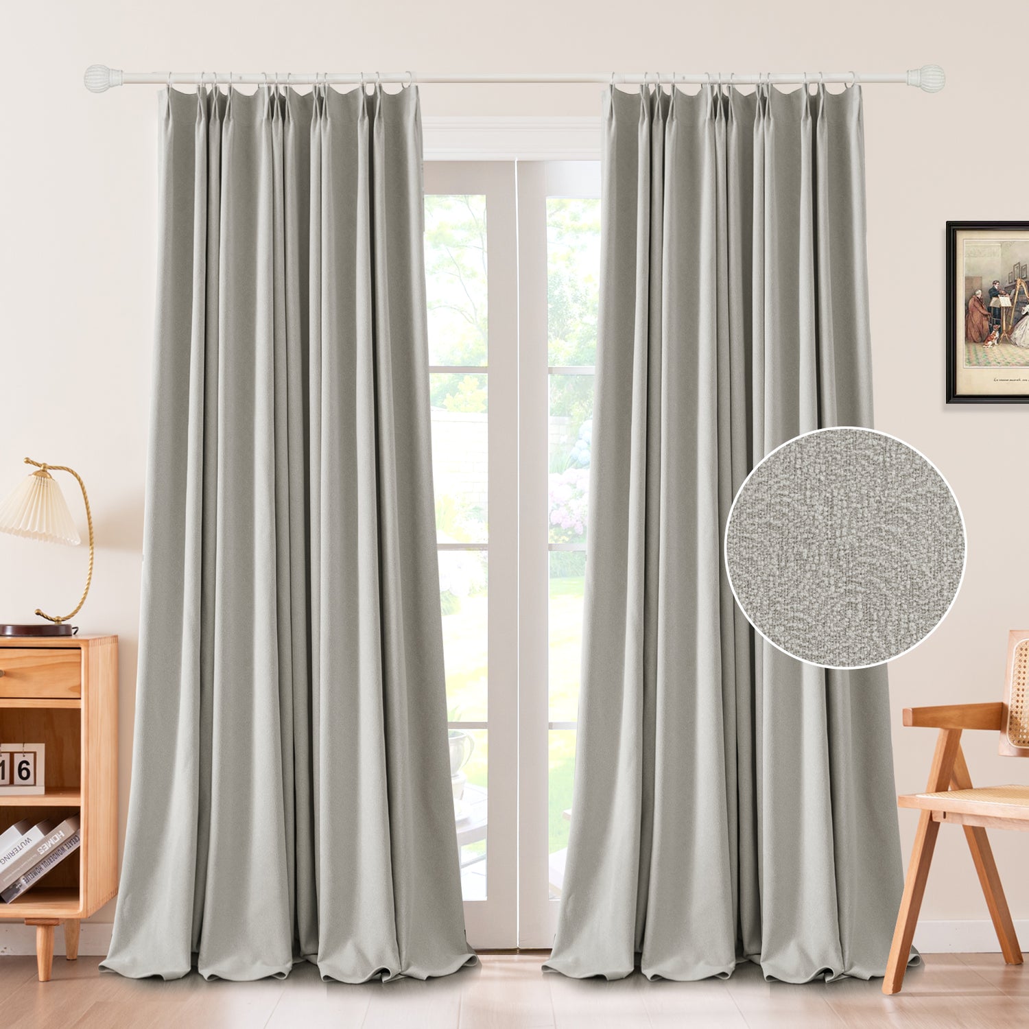 Zariel Pebbled Swirl Texture Velvet Curtain Pleated