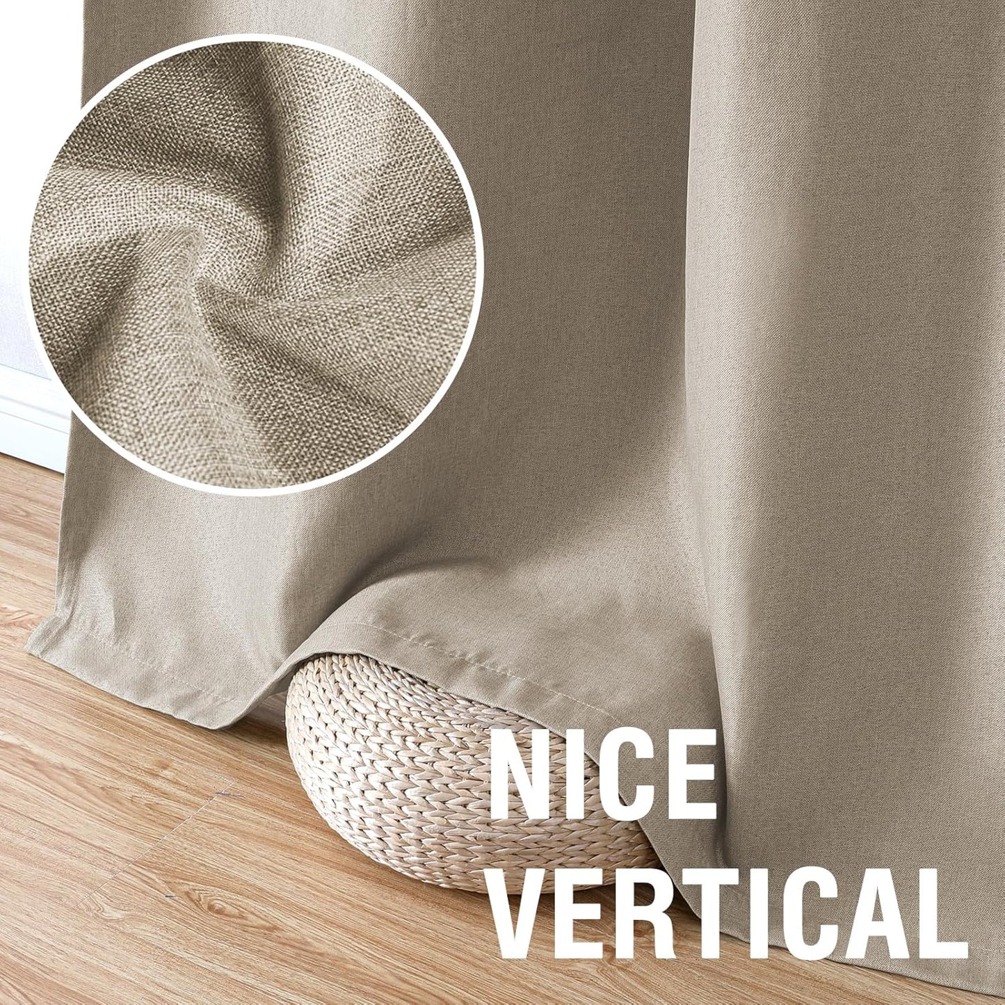 Blackout Fine Line Faux Linen Curtains