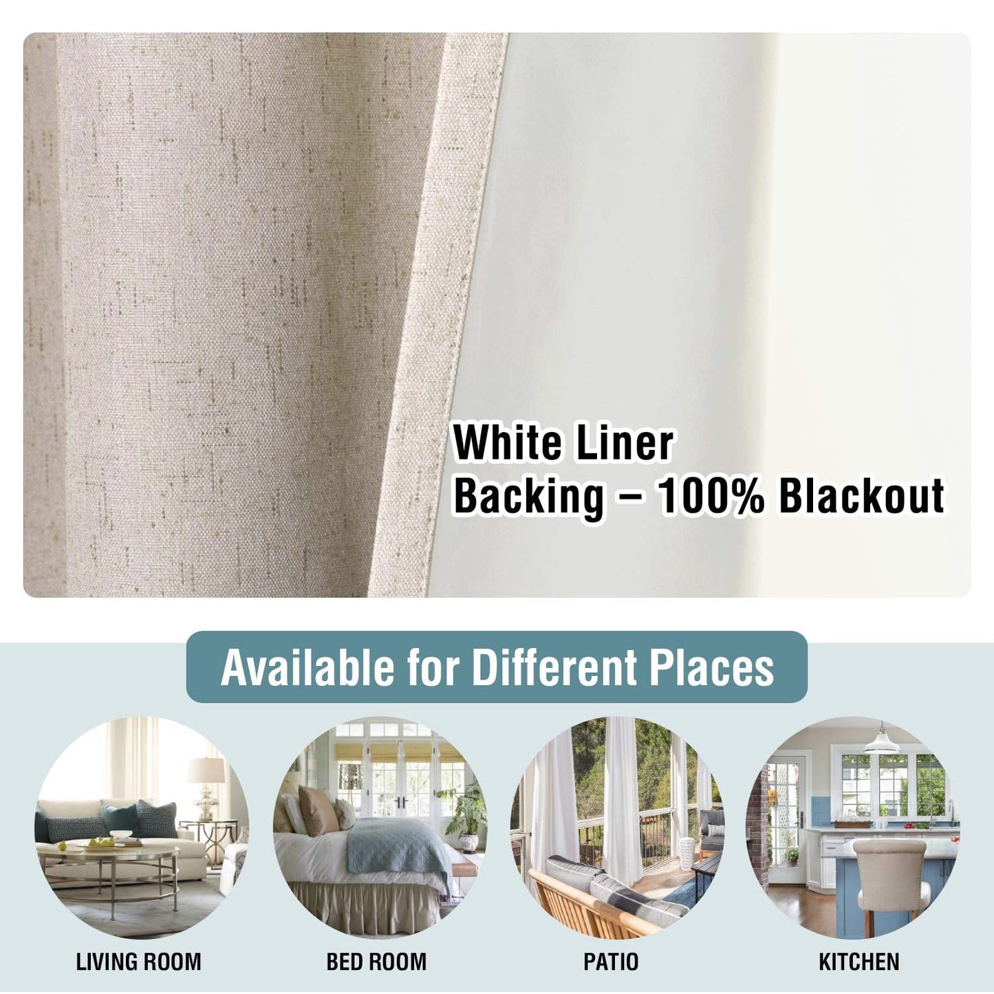 100% Blackout Faux Linen Curtains