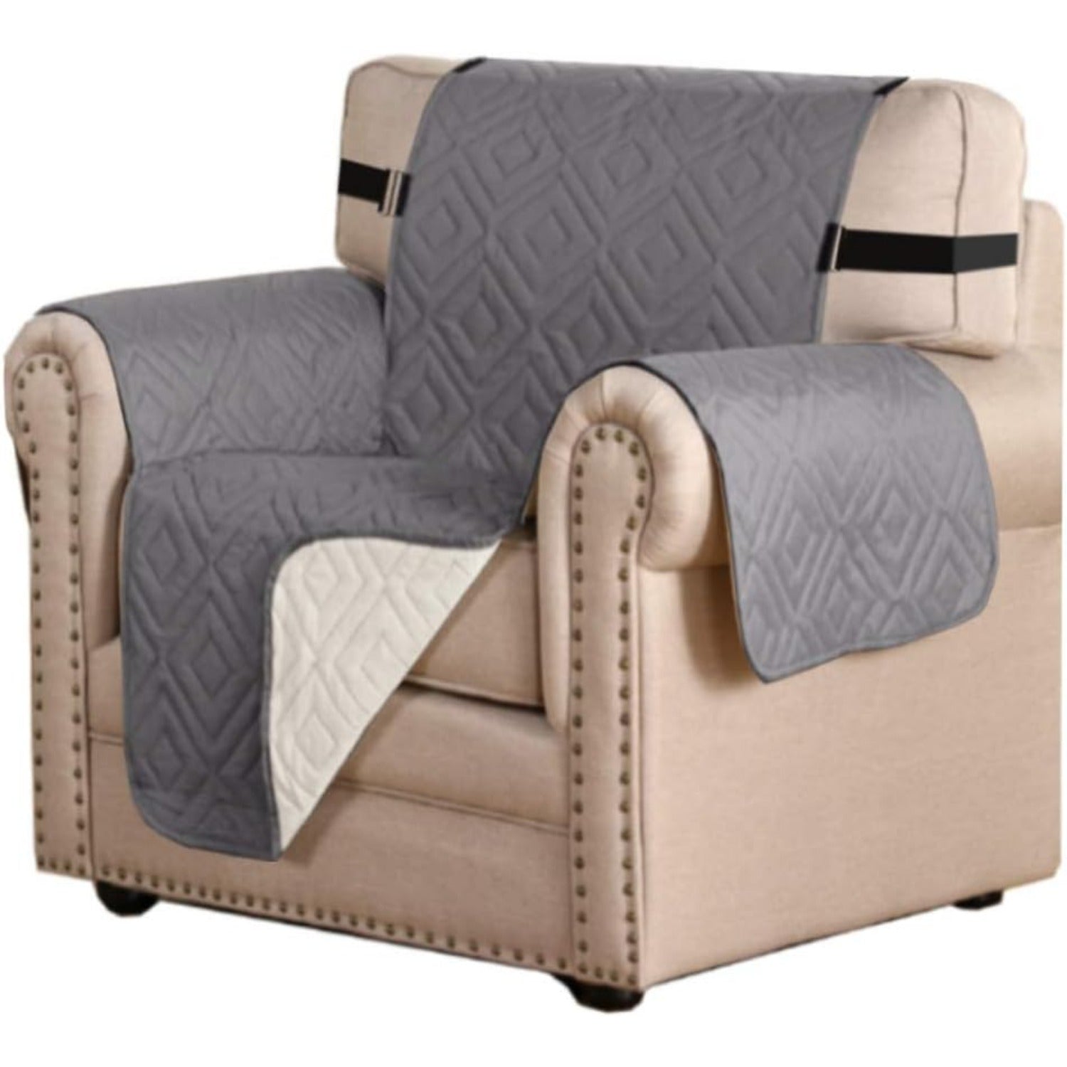 Reversible Furniture Protector Anti-Slip Water Resistant 2" Elastic Straps Couch Covers