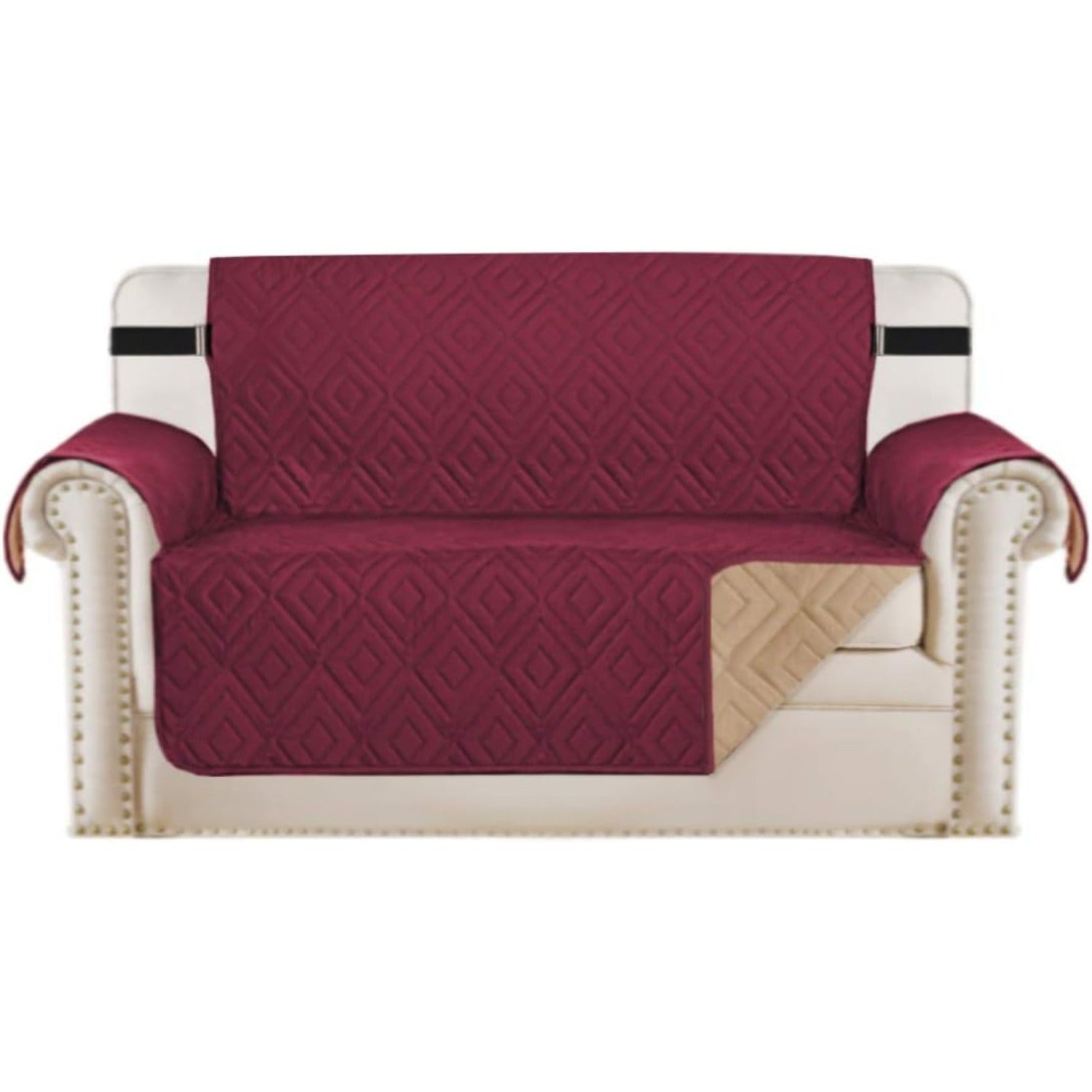 Reversible Furniture Protector Anti-Slip Water Resistant 2" Elastic Straps Couch Covers
