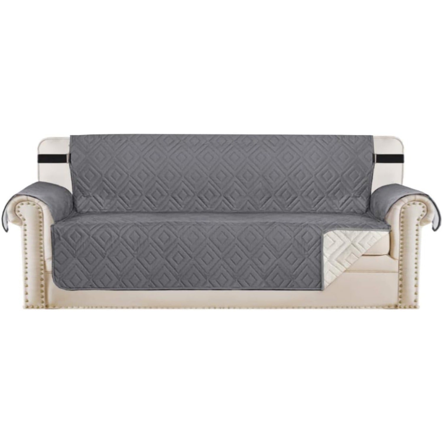 Reversible Furniture Protector Anti-Slip Water Resistant 2" Elastic Straps Couch Covers