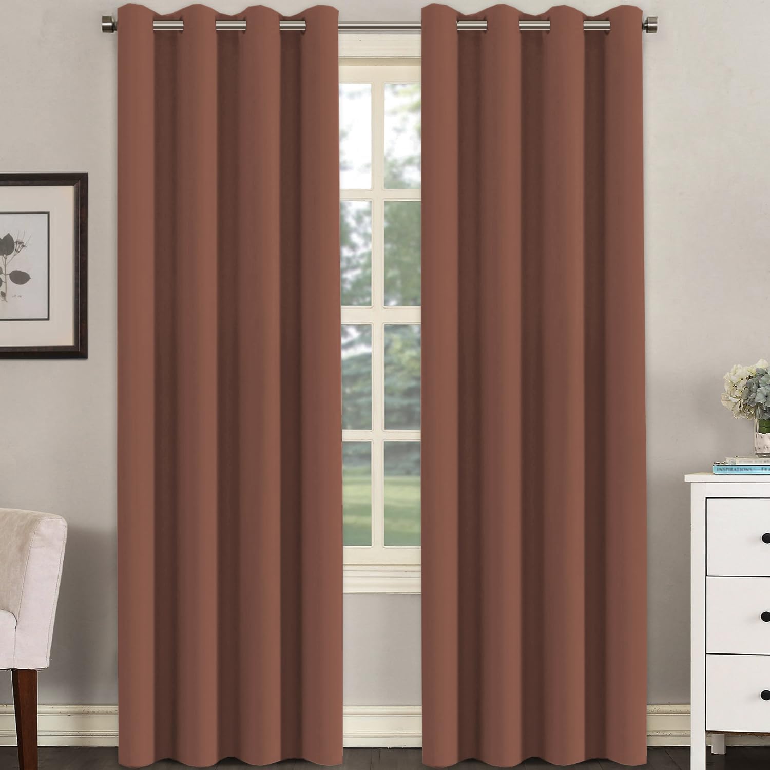 Blackout Curtains Thermal Insulated Grommet Top Solid Color Curtains
