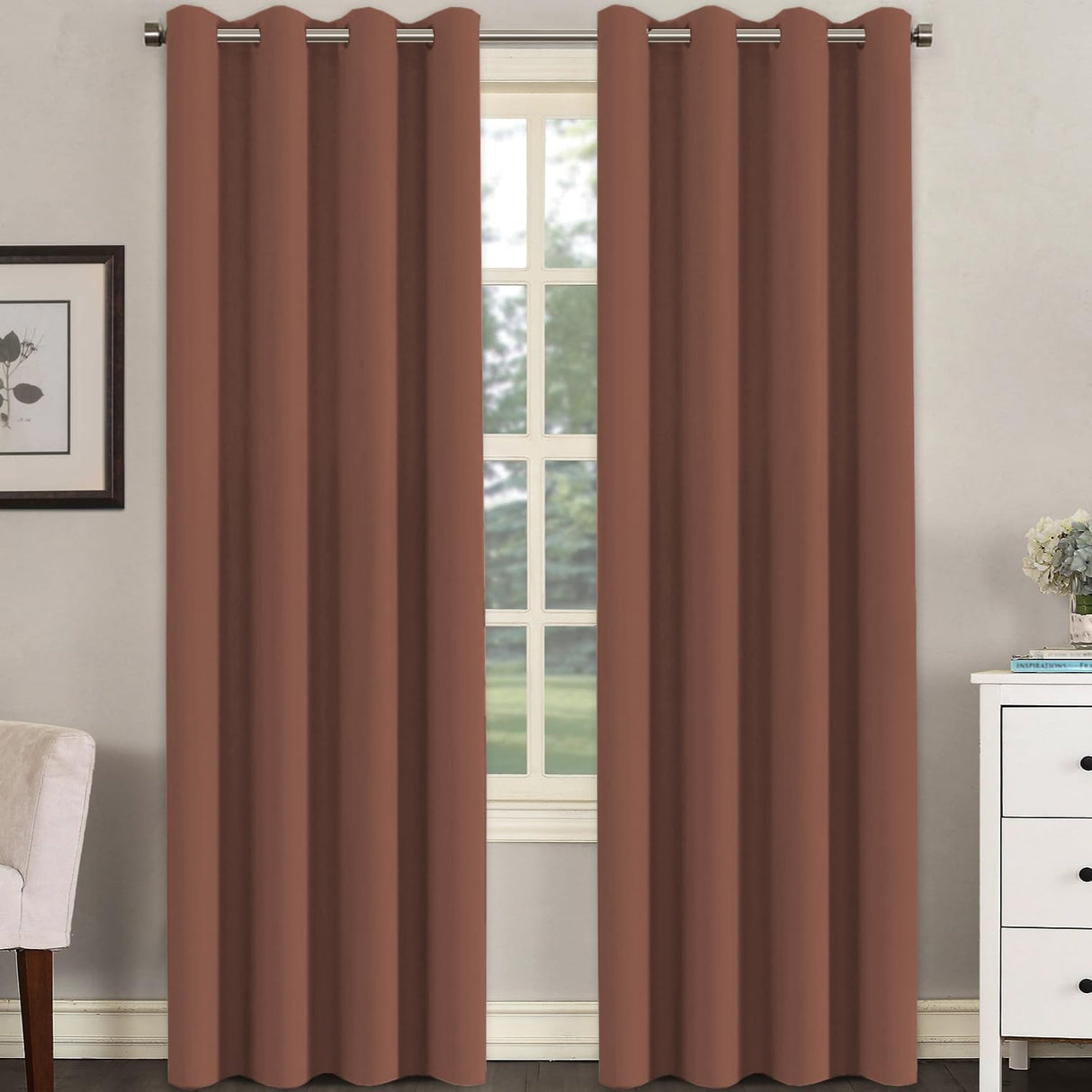 Blackout Curtains Thermal Insulated Grommet Top Solid Color Curtains