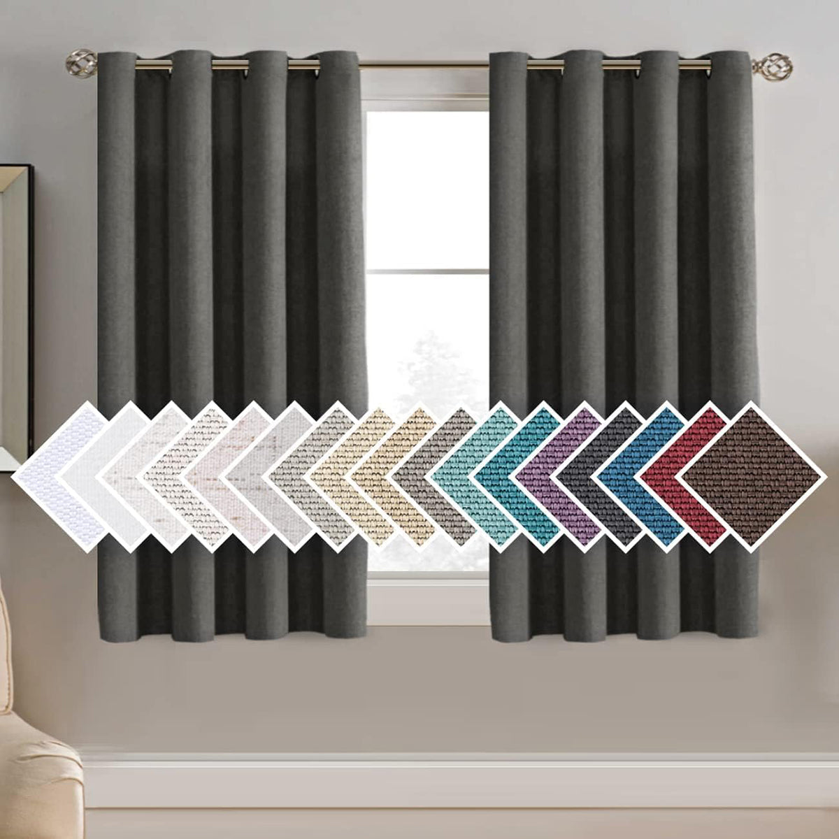 Faux Linen Blackout Thermal Insulated Grommet Curtain