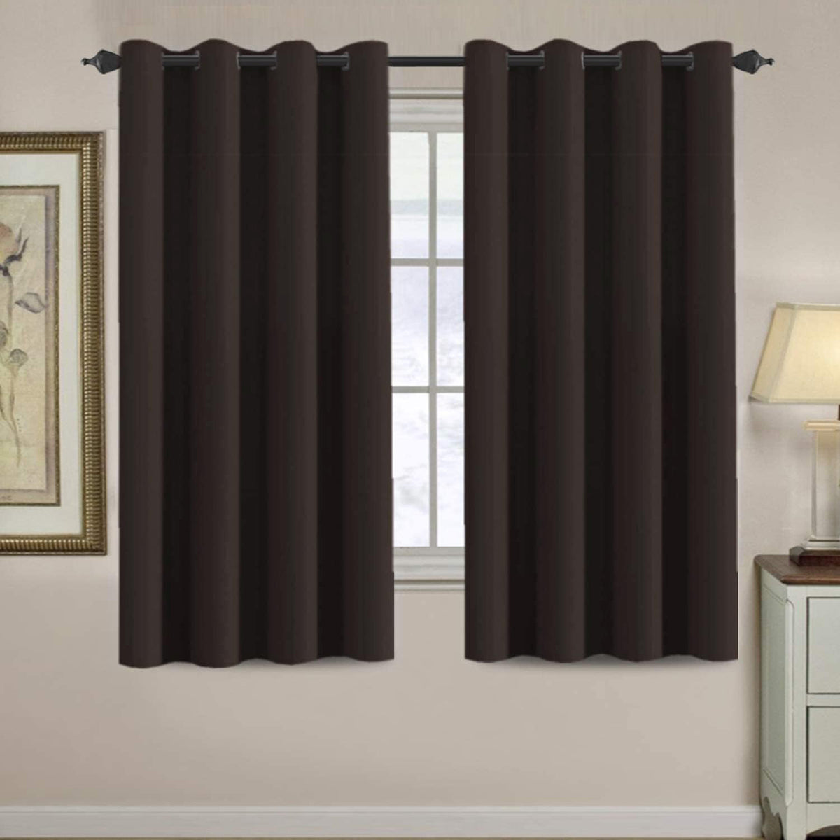 Blackout Thermal Insulated Treatment Extra Long Grommet Top Solid Color Curtains
