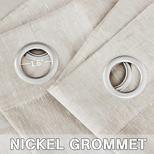 Natural Linen Blended Privacy Sheer Nickel Grommets Curtains