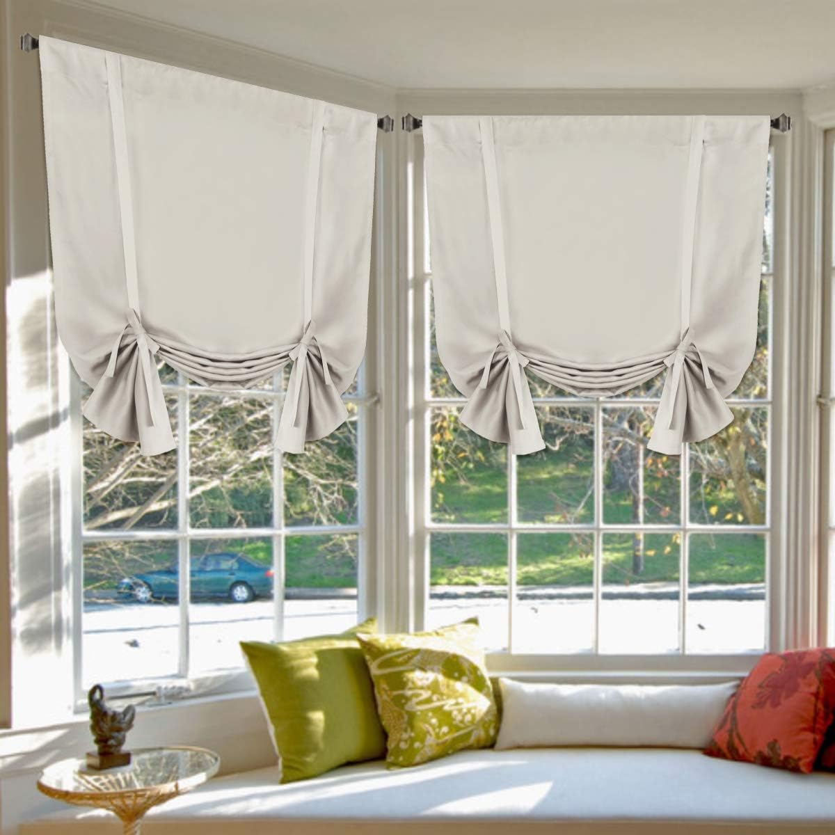 Valances Tie Up Curtains Roman Balloon Blind Rod Pocket Short Curtain