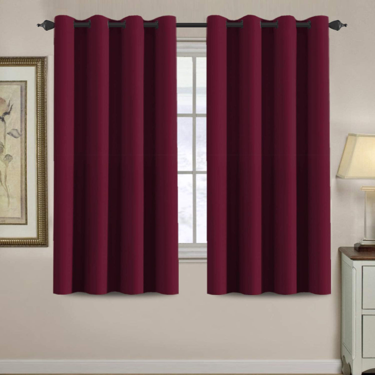 Blackout Thermal Insulated Treatment Extra Long Grommet Top Solid Color Curtains