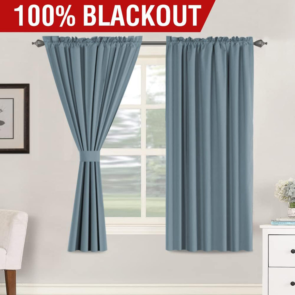 Full Light Blocking Thermal Insulated Curtain Draperies with Soft White Coating