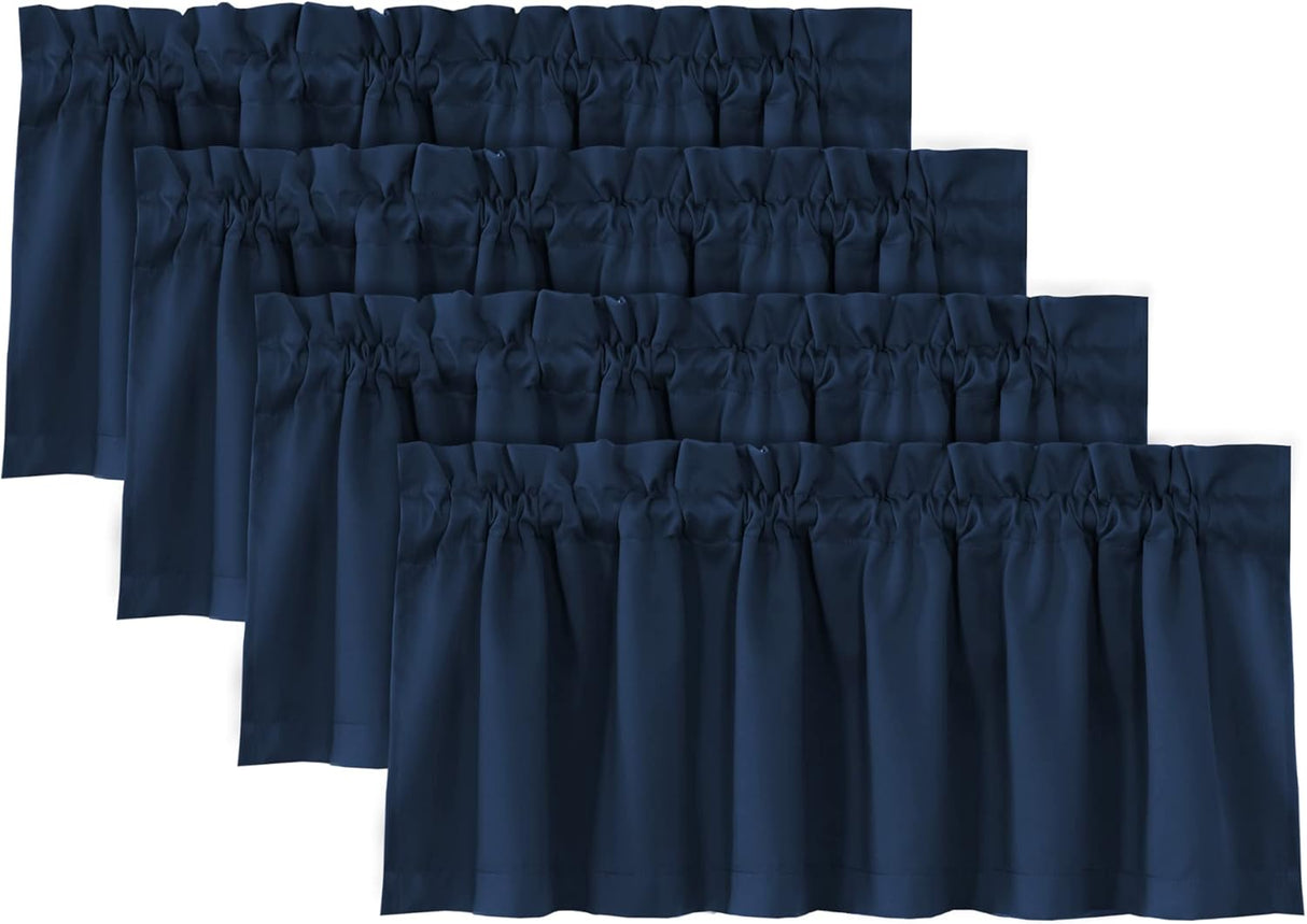 H.VERSAILTEX 100% Blackout Valances for Windows Kitchen Window Rod Pocket Privacy Decorative Curtains 2 Pack