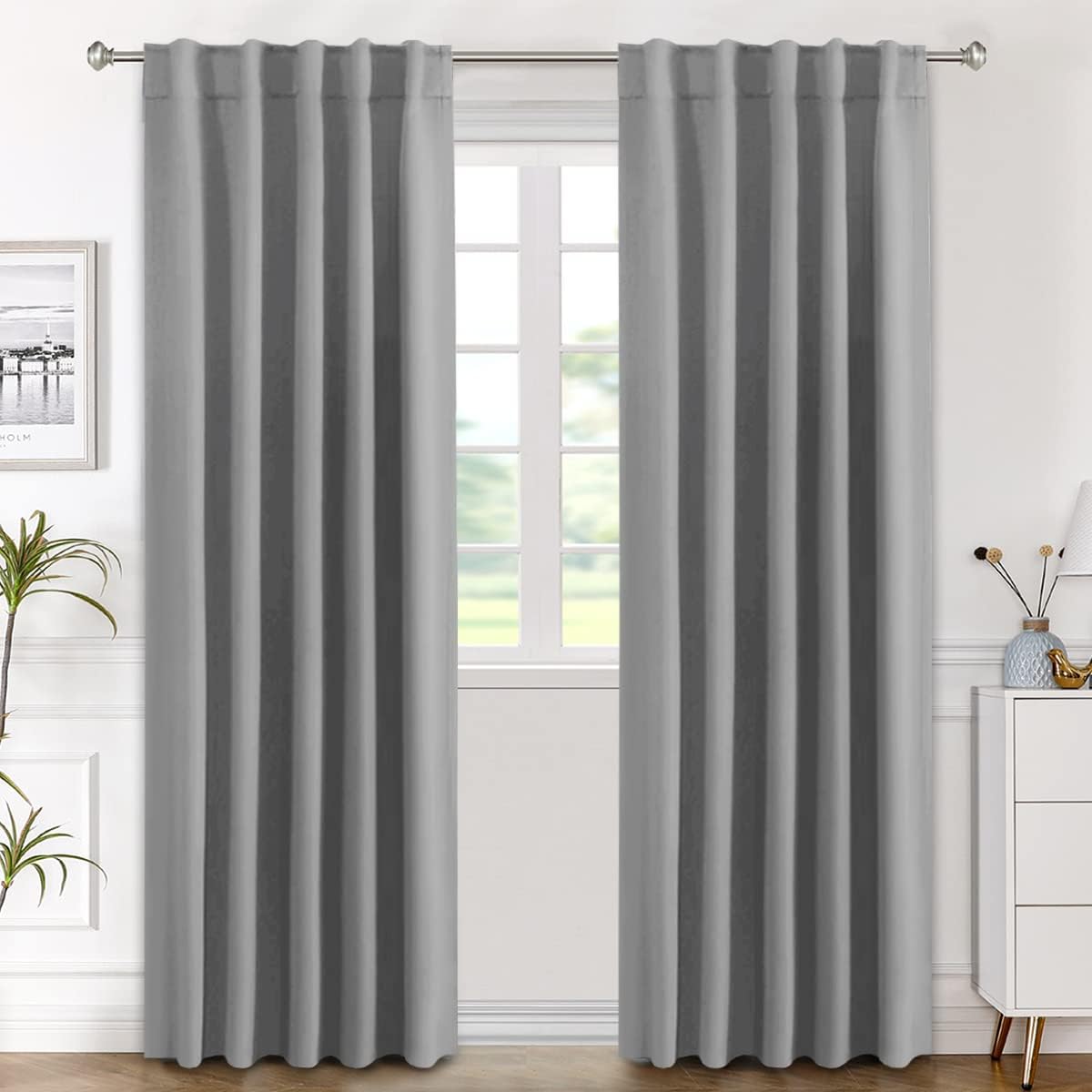 Blackout Thermal Insulated Back Tab/Rod Pocket Solid Color Curtains