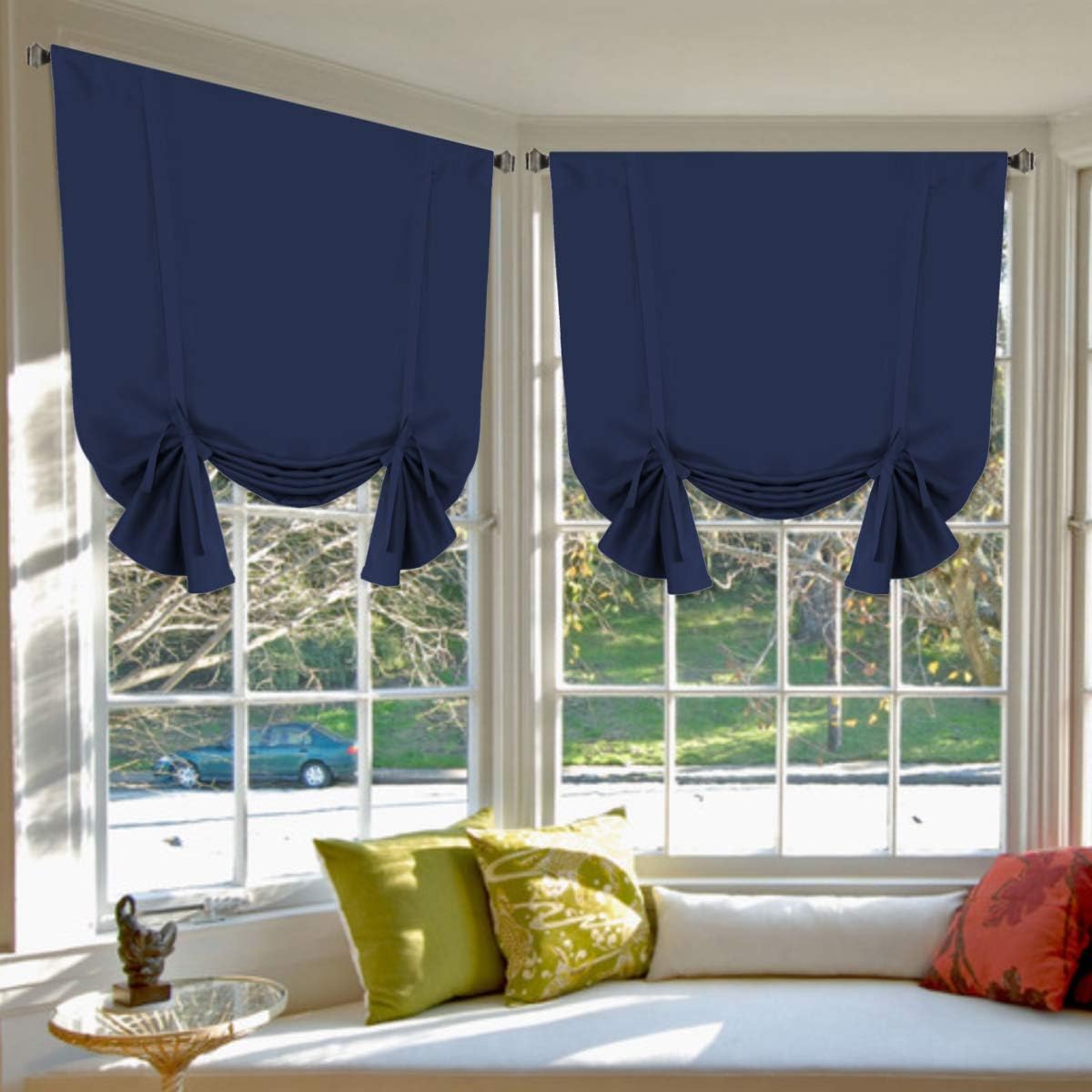 Valances Tie Up Curtains Roman Balloon Blind Rod Pocket Short Curtain