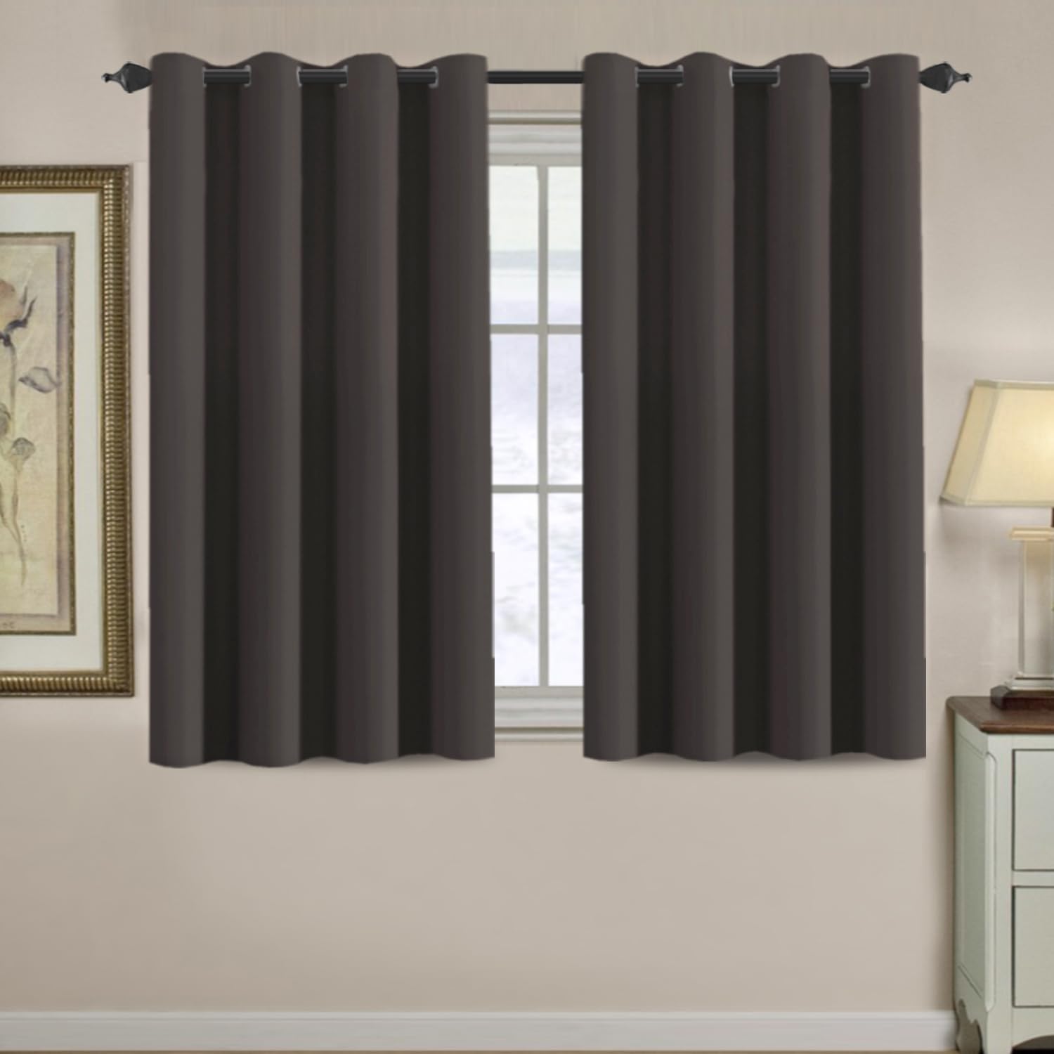 100% Blackout Thermal Insulated Grommet Solid Color Curtains