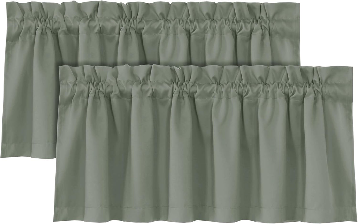 H.VERSAILTEX 100% Blackout Valances for Windows Kitchen Window Rod Pocket Privacy Decorative Curtains 2 Pack
