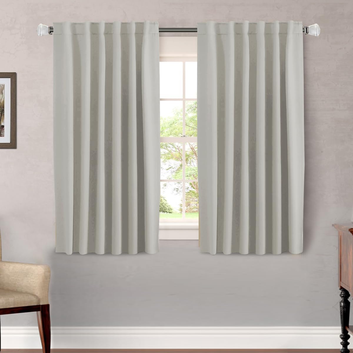 Blackout Thermal Insulated Back Tab/Rod Pocket Solid Color Curtains