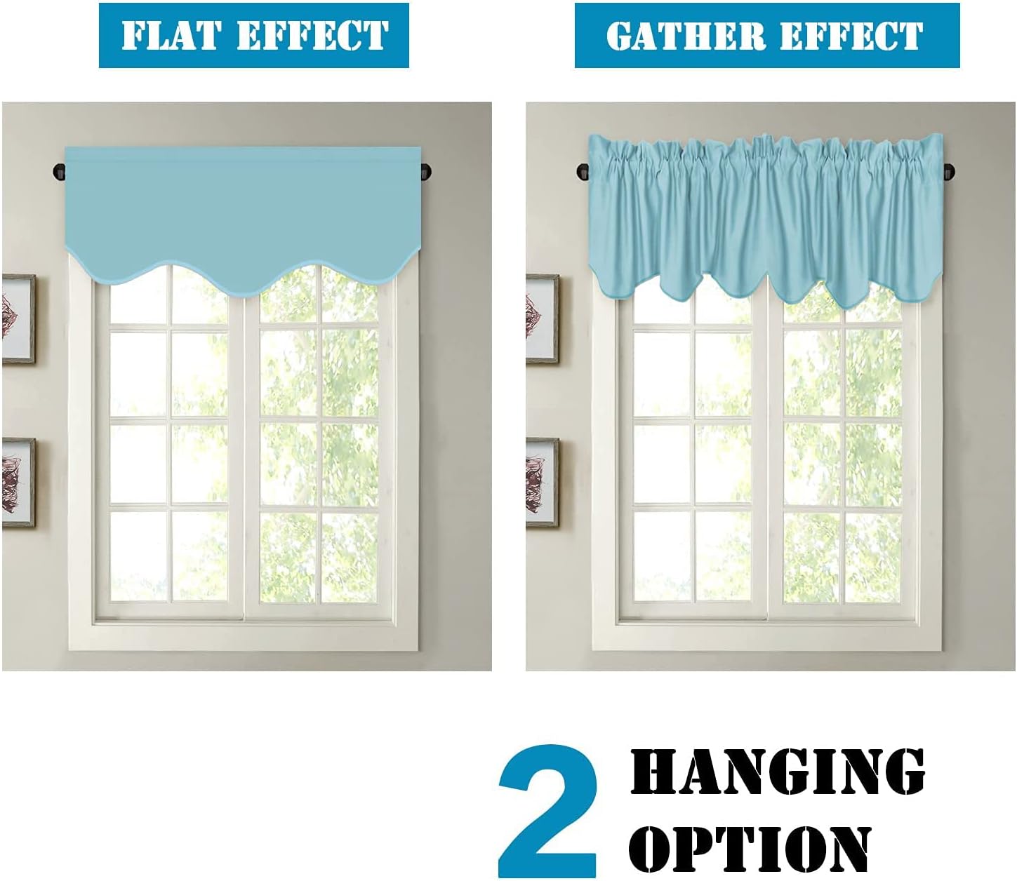 Blackout Rod Pocket Window Valance Solid Curtains