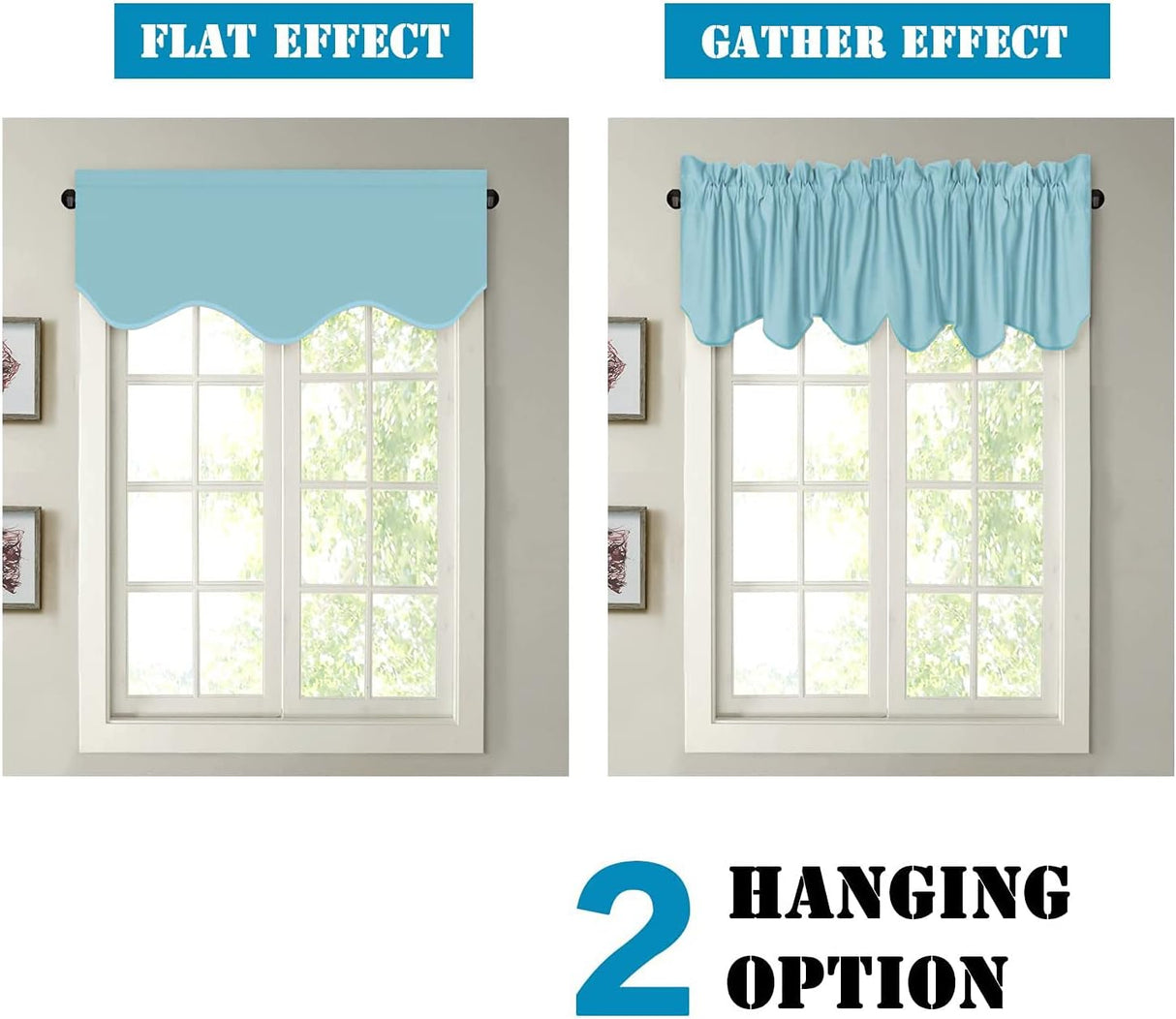 Blackout Rod Pocket Window Valance Solid Curtains