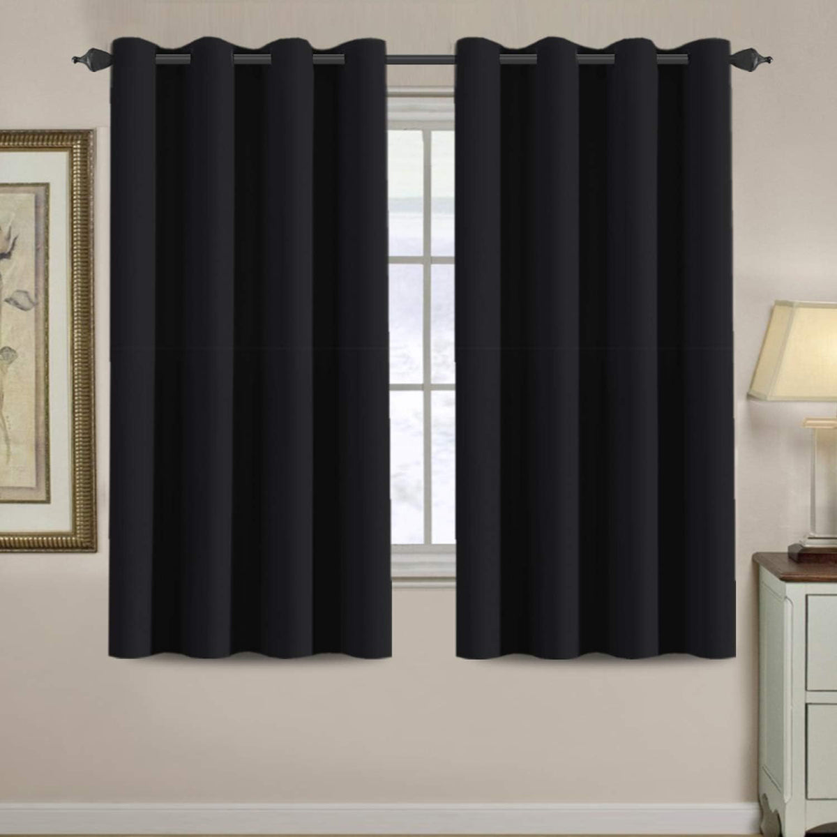 Blackout Thermal Insulated Treatment Extra Long Grommet Top Solid Color Curtains