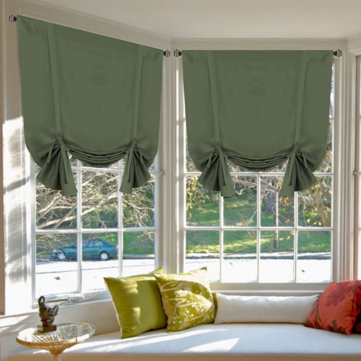 Valances Tie Up Curtains Roman Balloon Blind Rod Pocket Short Curtain