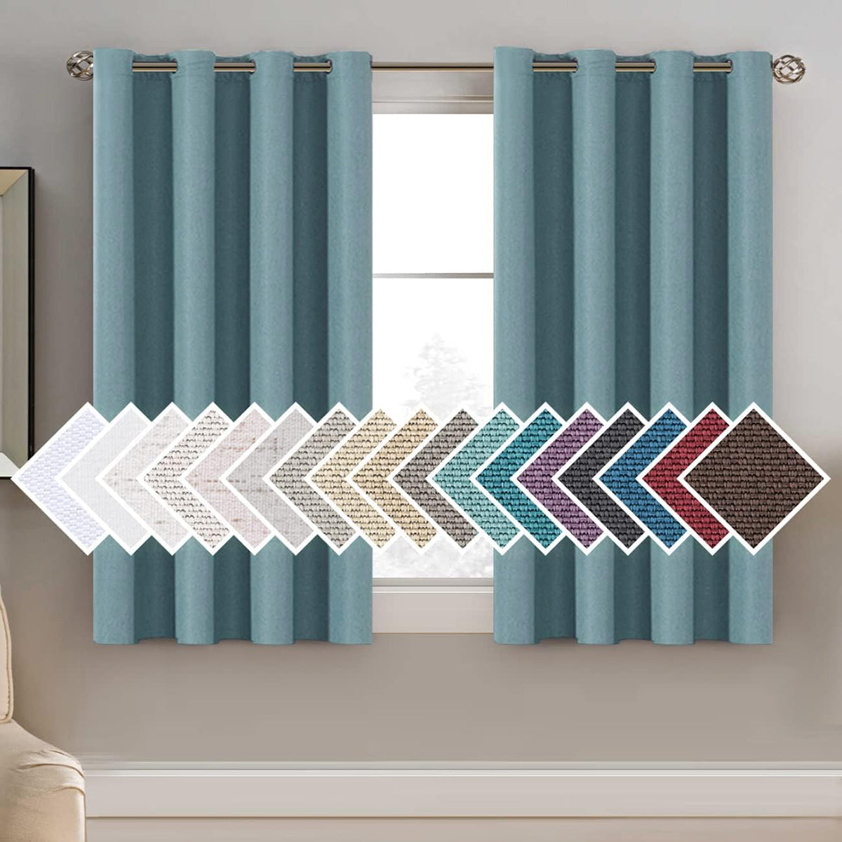 Faux Linen Blackout Thermal Insulated Grommet Curtain