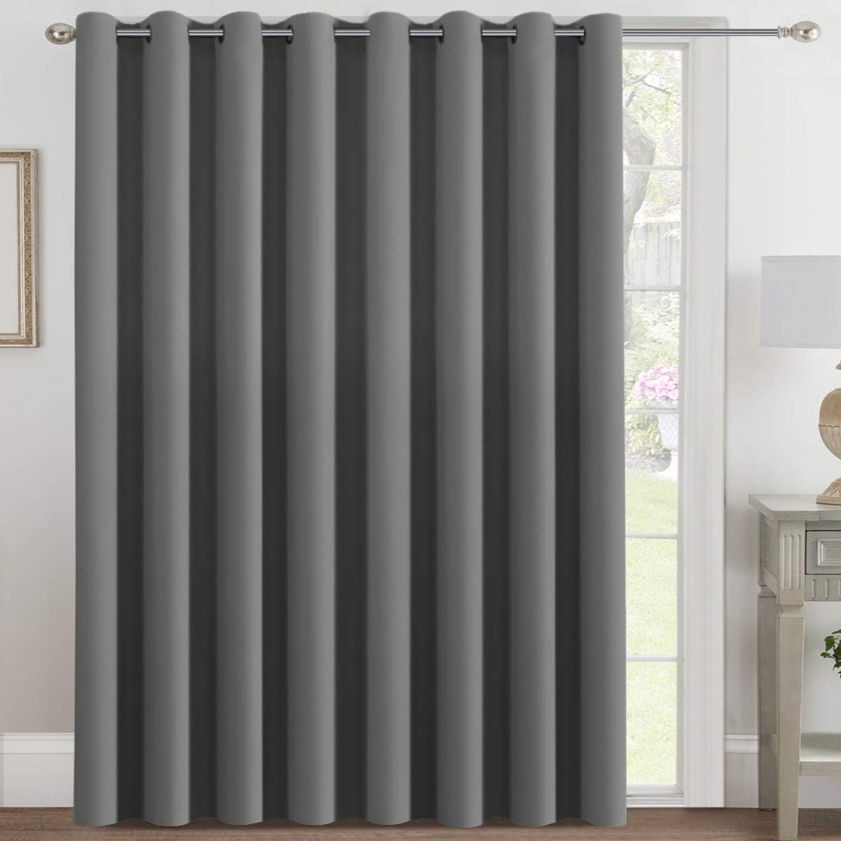 Blackout Thermal Insulated Extra Long Grommet Top Solid Color Curtains, One Panel