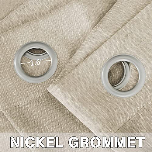 Natural Linen Blended Privacy Sheer Nickel Grommets Curtains