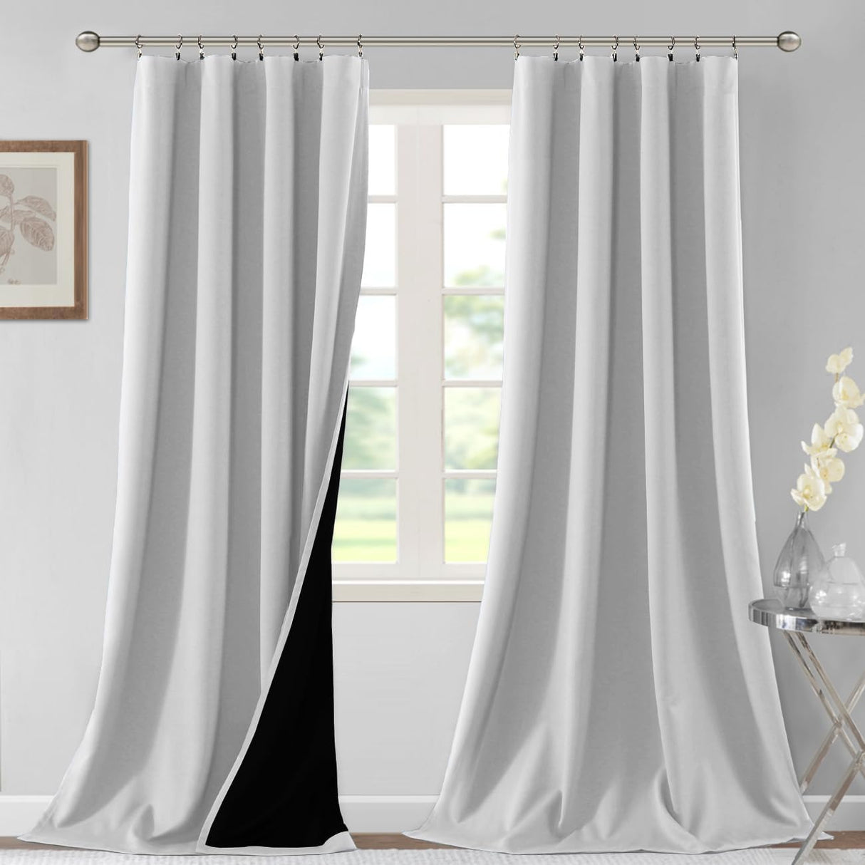 H.VERSAILTEX 100% Blackout Short Curtains for Bedroom Kitchen Privacy Energy Saving Curtain Tiers Set of 2