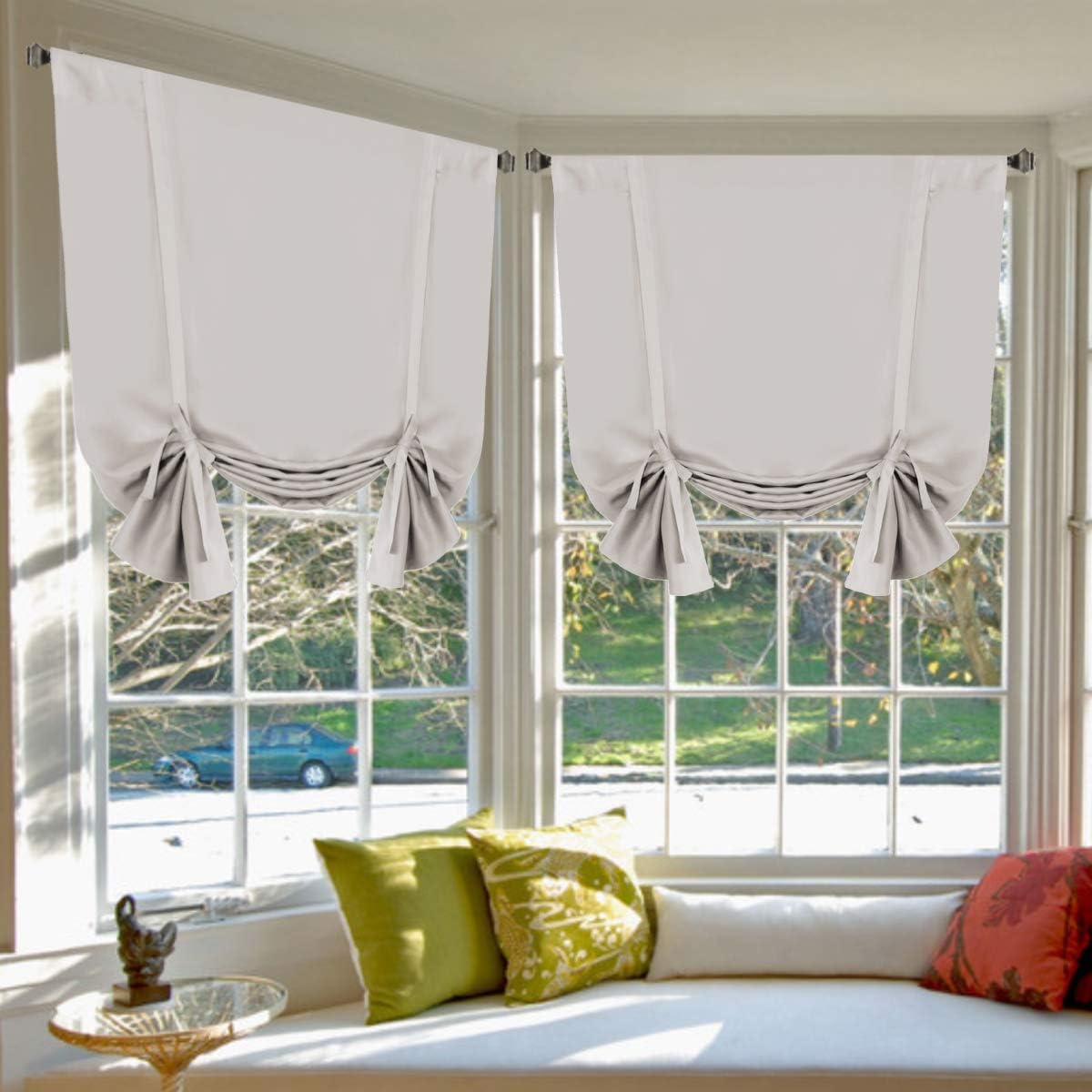 Valances Tie Up Curtains Roman Balloon Blind Rod Pocket Short Curtain