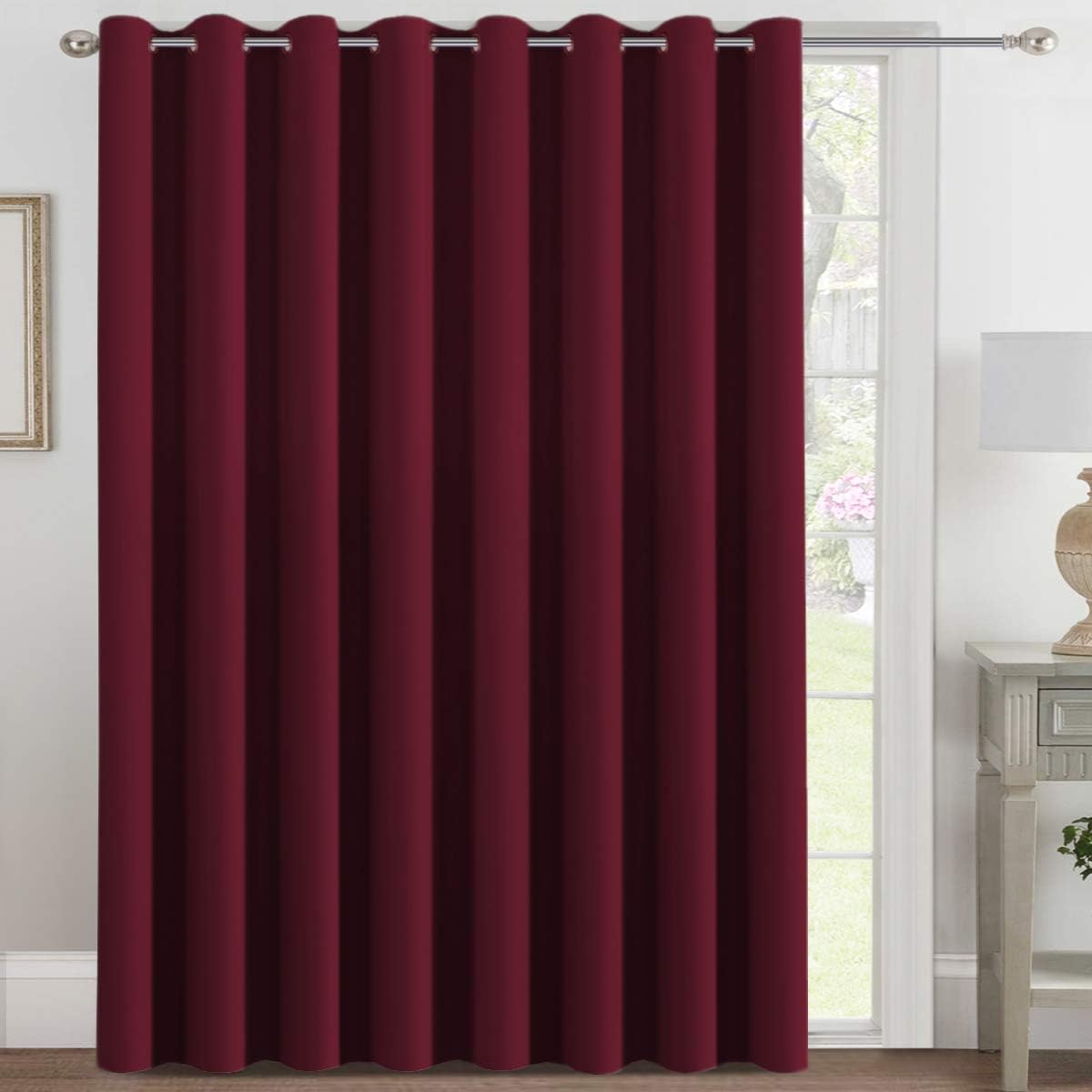Blackout Thermal Insulated Extra Long Grommet Top Solid Color Curtains, One Panel