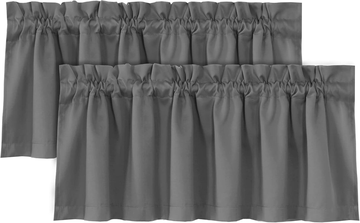 H.VERSAILTEX 100% Blackout Valances for Windows Kitchen Window Rod Pocket Privacy Decorative Curtains 2 Pack