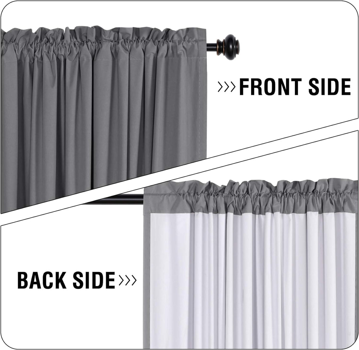100% Blackout White Liners Window Rod Pocket Curtains
