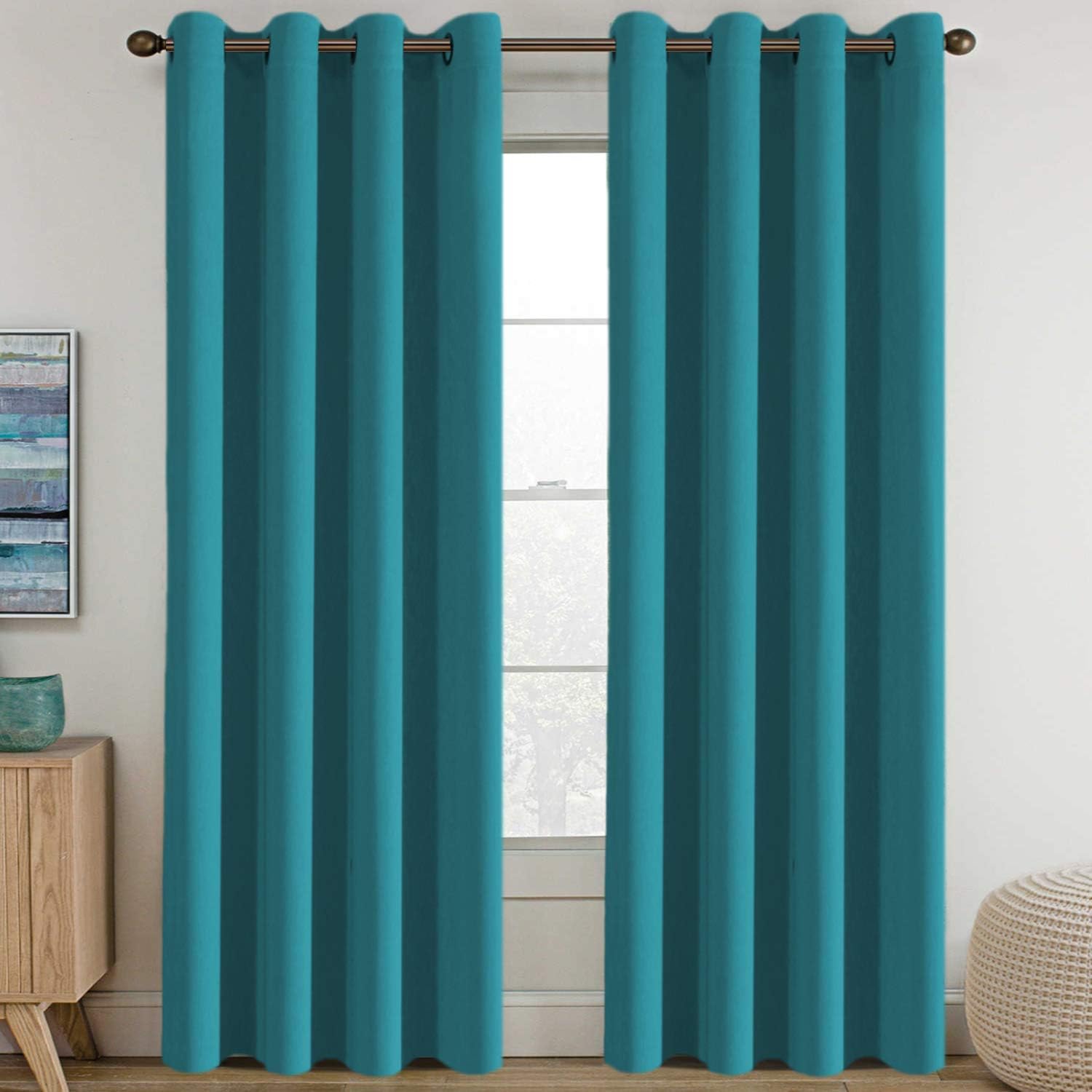 100% Blackout Thermal Insulated Grommet Solid Color Curtains