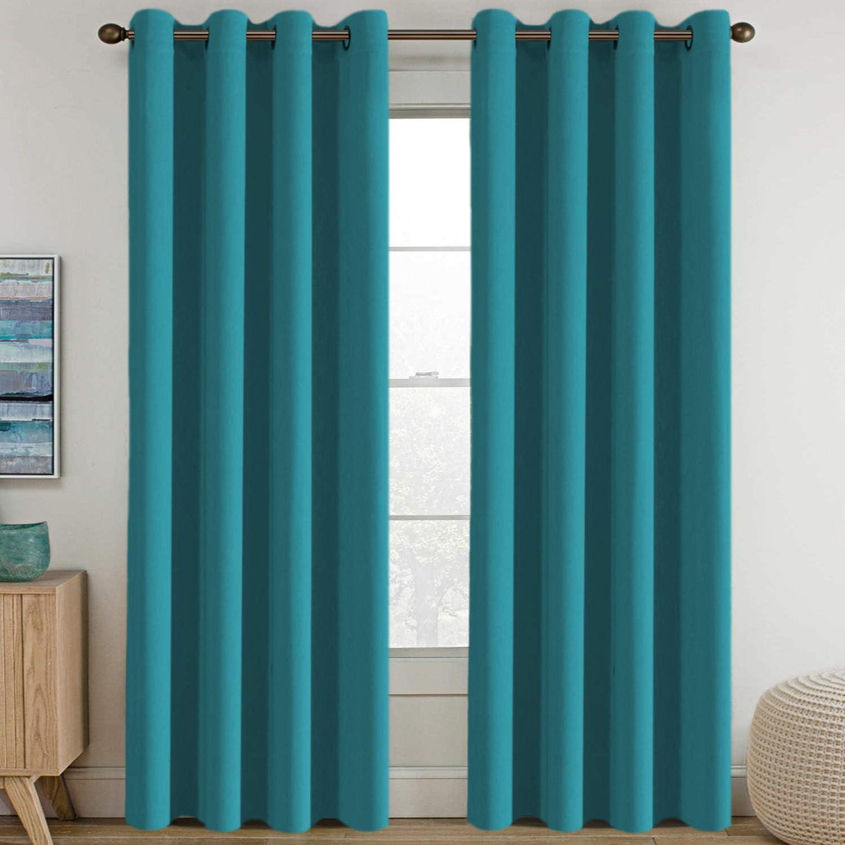 100% Blackout Thermal Insulated Grommet Solid Color Curtains