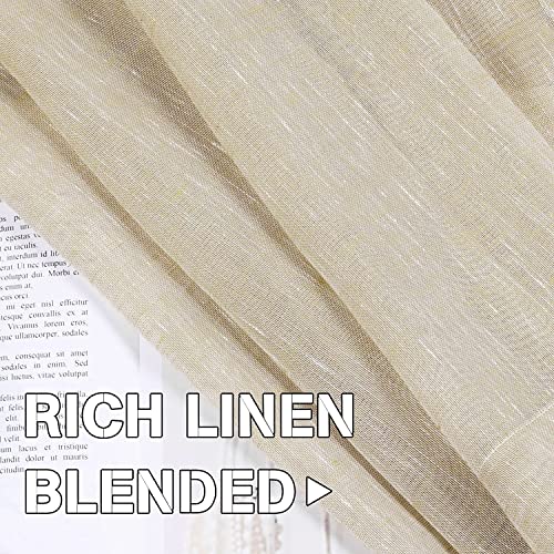 Natural Linen Blended Privacy Sheer Nickel Grommets Curtains