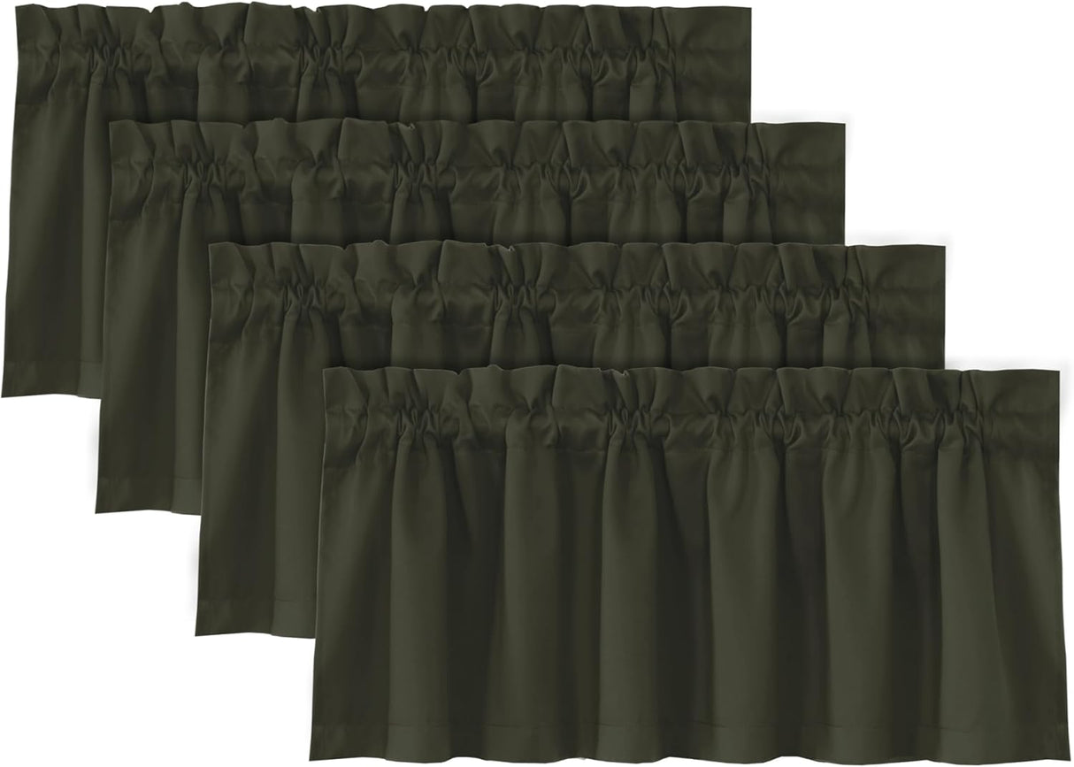 H.VERSAILTEX 100% Blackout Valances for Windows Kitchen Window Rod Pocket Privacy Decorative Curtains 2 Pack