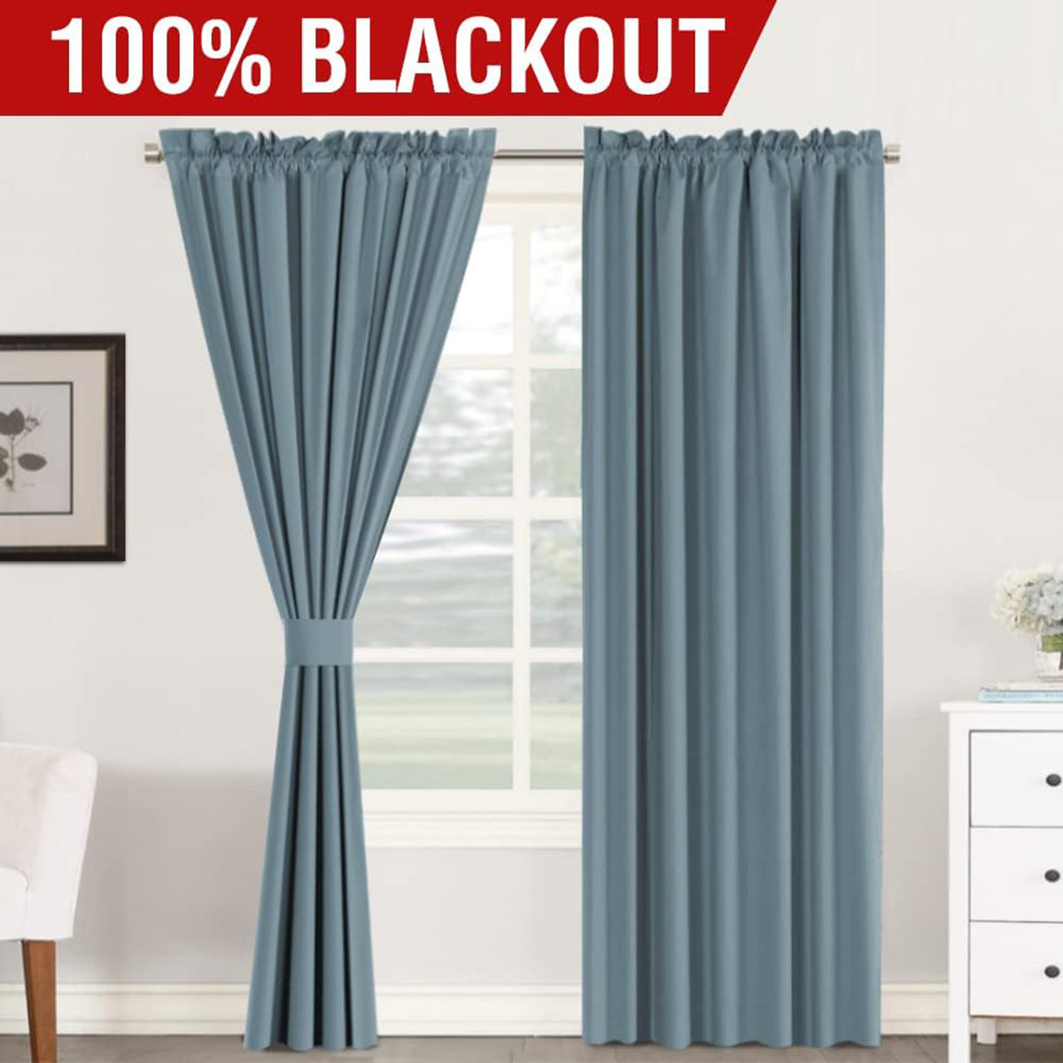 Full Light Blocking Thermal Insulated Curtain Draperies with Soft White Coating