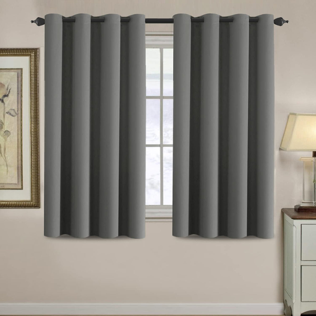 Blackout Thermal Insulated Treatment Extra Long Grommet Top Solid Color Curtains