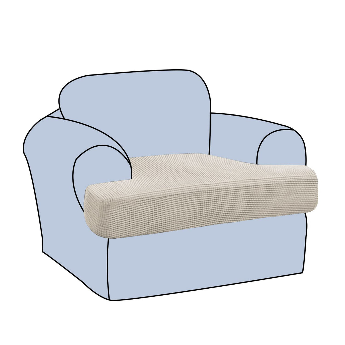 H.VERSAILTEX Stretch 2 Piece T Cushion Sofa Slipcovers Individually Sofa Cushion Covers for 2 Cushion Couch Sofa Seat Cushion Covers with Elastic Bands Featuring Thicker Jacquard Fabric, Dusty Blue