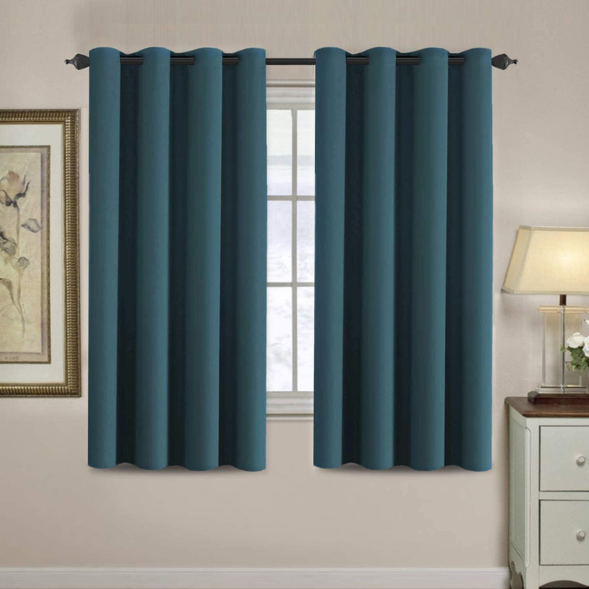 100% Blackout Thermal Insulated Grommet Solid Color Curtains