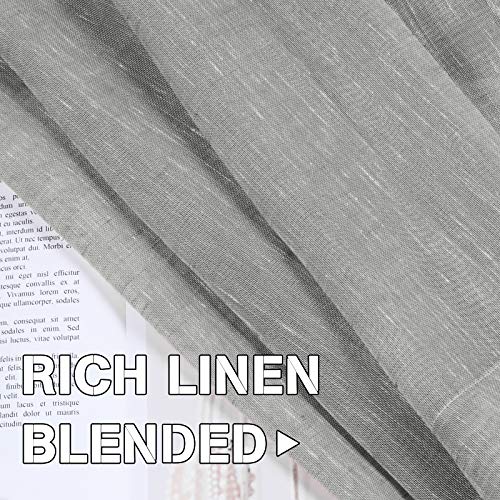 Natural Linen Blended Privacy Sheer Nickel Grommets Curtains