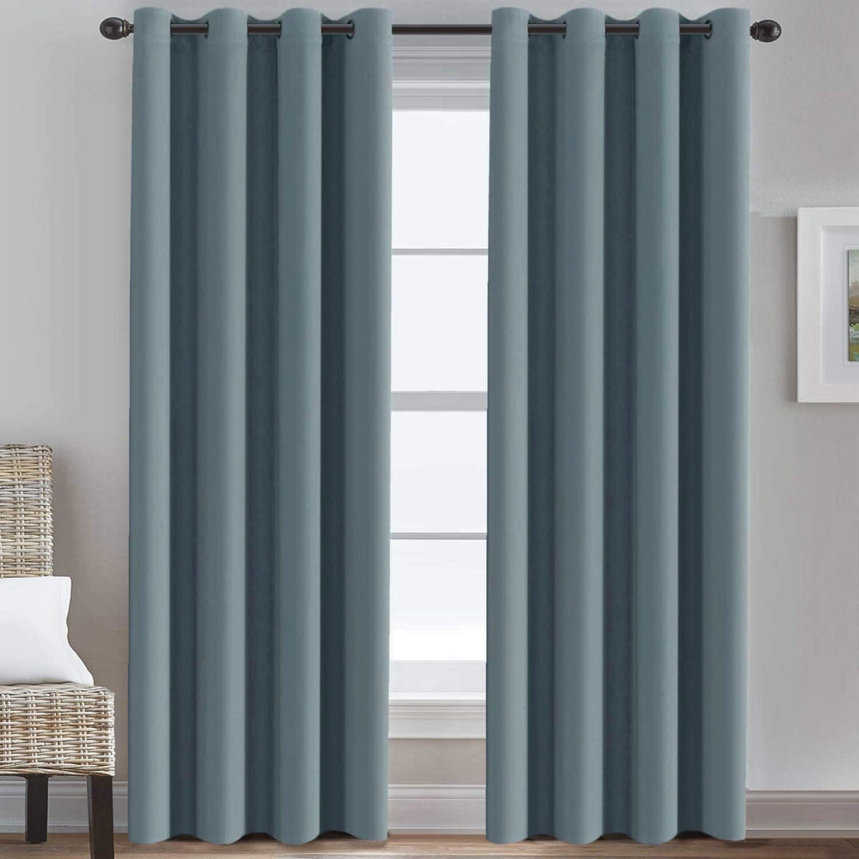100% Blackout Thermal Insulated Grommet Solid Color Curtains