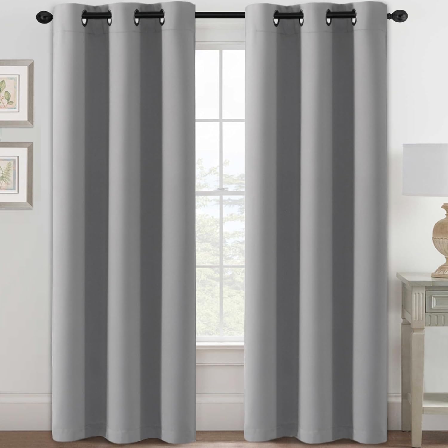 Blackout Curtains Thermal Insulated Grommet Top Solid Color Curtains