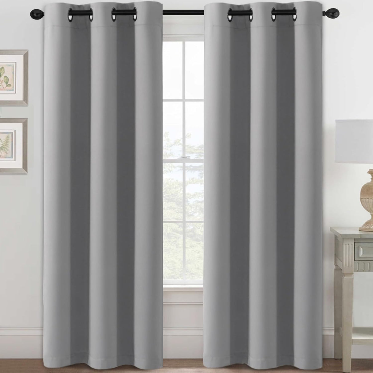 Blackout Curtains Thermal Insulated Grommet Top Solid Color Curtains