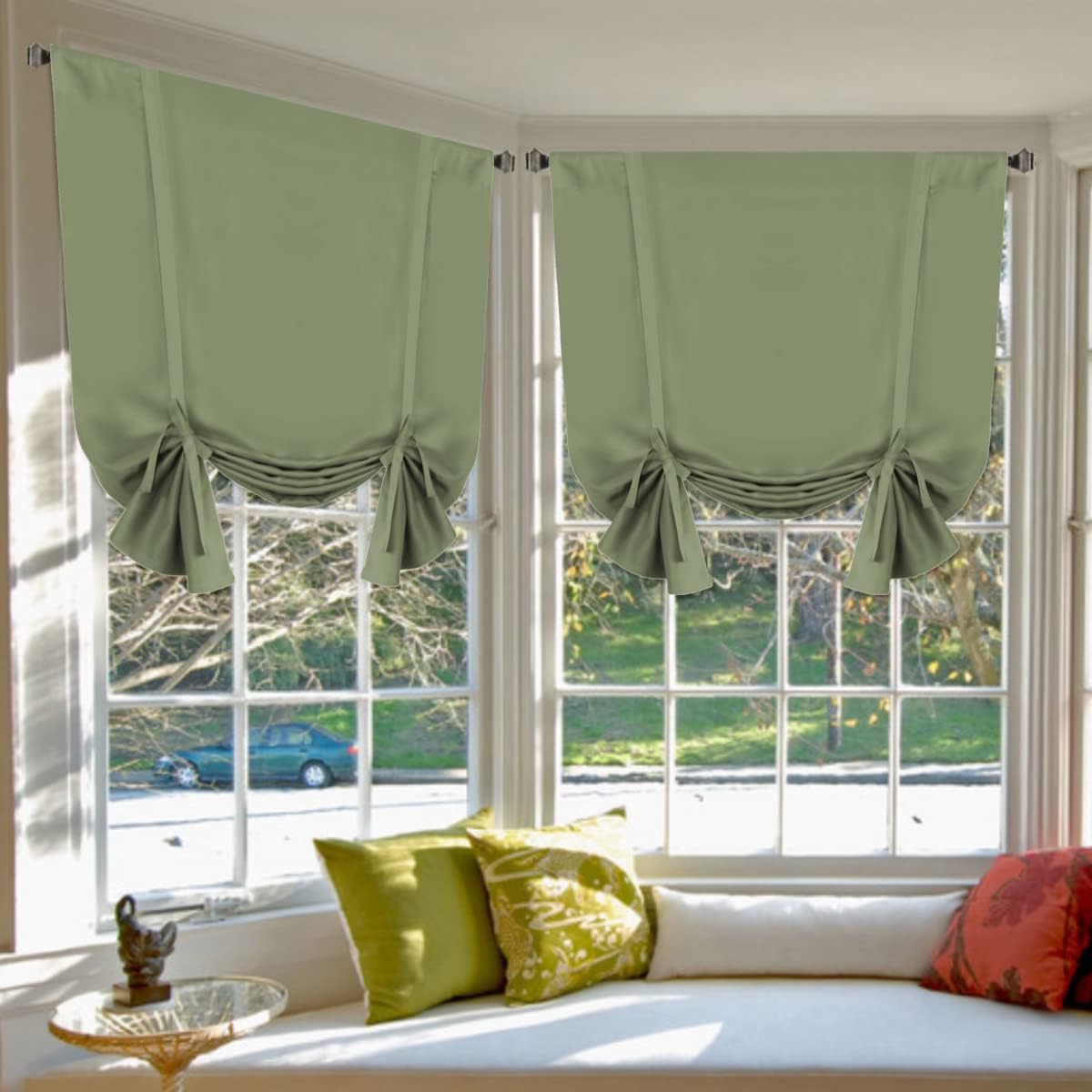 Valances Tie Up Curtains Roman Balloon Blind Rod Pocket Short Curtain