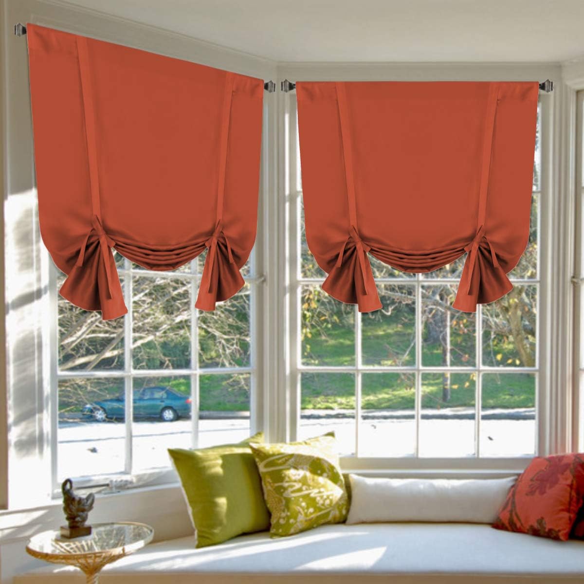 Valances Tie Up Curtains Roman Balloon Blind Rod Pocket Short Curtain